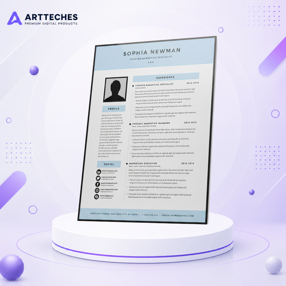 Classic Sky Resume Presentation Template - Professional & Modern Design