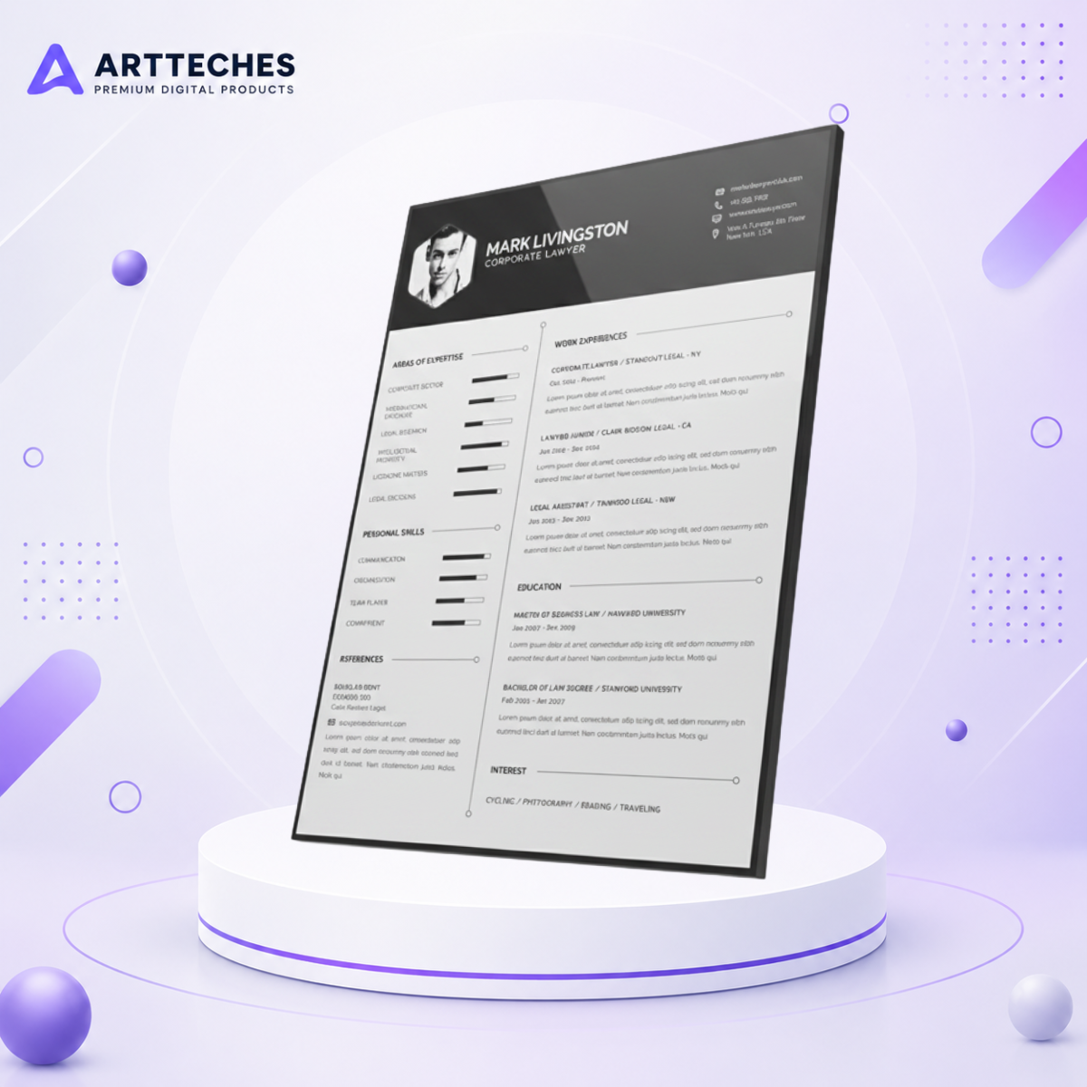 Professional CV Resume Template - Modern & ATS-Friendly Design